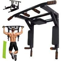 SPETLEK Pull Up Bar Wall Mounted Chin Up H-Duty Power Tower in Black