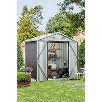 Living and Home 6 x 4 ft Apex Metal Shed Garden Storage Shed with Double Door in Grey