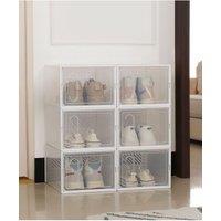 Living and Home 12 Pack Plastic Shoe Storage Boxes Stackable Shoes Box With Magnetic Door in White