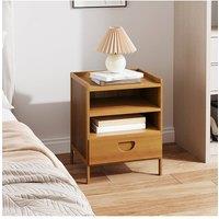 Living and Home Modern Minimalist Style Nightstand Bedside Table with Drawer in Brown