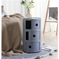 Living and Home 3-Tiered Plastic Storage Drawer Unit in Grey