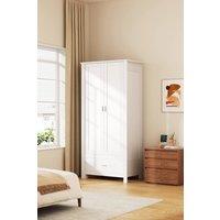 Living and Home Modern Double-Door Wardrobe with Drawer & Hanging Rail in White