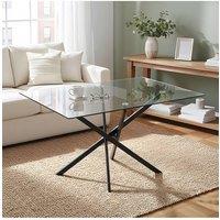 Living and Home Tempered Glass Side Table with Iron Legs in Clear