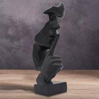 Huhote Thinker Statue Resin Abstract Art Sculpture Ponder Statue for Home in Black