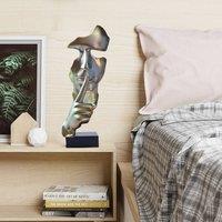 Huhote Thinker Statue Resin Abstract Art Sculpture Ponder Statue for Home in Silver