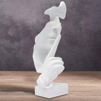 Huhote Thinker Statue Resin Abstract Art Sculpture Ponder Statue for Home in White
