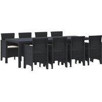 Berkfield Home 9 Piece Garden Dining Set with Cushions Anthracite Poly Rattan