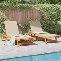 Berkfield Home Sun Loungers 2 pcs with Wheels & Cushion Solid Wood Acacia in Brown