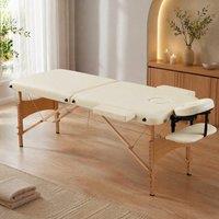 STILVORA Massage Table with wooden frame & foldable design in Cream