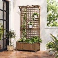 STILVORA Raised Planter with Trellis & Hanging Roof in Brown