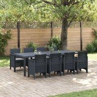 Berkfield Home 9 Piece Garden Dining Set with Cushions Anthracite Poly Rattan in Black