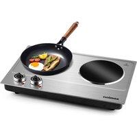 Cusimax Silver 53cm 2400W Double Burner Ceramic Hot Plate, Infrared Heating