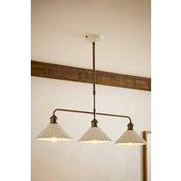 ValueLights Burford White Ceramic Ribbed 3 Drop Diner Bar Pendant Ceiling Light in Cream