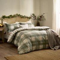 Wylder Braemar Check 100% Brushed Cotton Duvet Cover Set in Pale Green | Size: Double