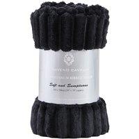 GAVENO CAVAILIA Osum Ribbed Throw in Black | Size: 200 cm x 240 cm