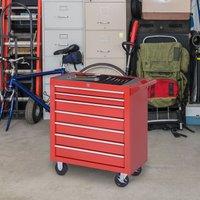 DURHAND Roller Tool Cabinet 7 Drawers Storage Chest Box Swivel Garage Workshop in Red