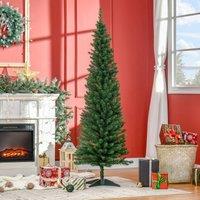 HOMCOM Pencil Slim Artificial Christmas Tree with Study Stand Tips in Green