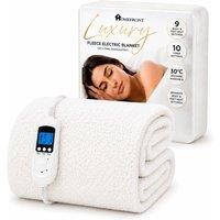 Homefront Electric Blanket Single Bed Size Fleece Fitted Heated Mattress Cover in White
