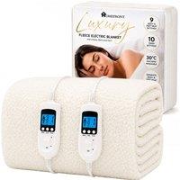 Homefront Electric Blanket Super King Bed Size Fleece Fitted Heated Bed Cover in White