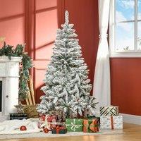 HOMCOM 5' Snow Flocked Artificial Christmas Tree 358 Realistic Branches in Green | Size: 5ft
