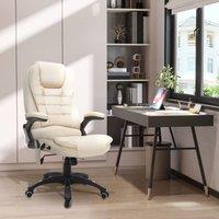 HOMCOM Heated Vibrating Massage Office Chair with Reclining Function in Beige
