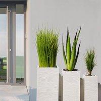 Wyld and Coco Tall Fibre Clay Planter 33 x 33 x 70 cm UV-Resistant Light Beige