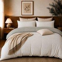 Grace Ultra Soft Reversible Duvet Cover Set Hidden Zip Corner Ties Bedding in Warm White | Size: Single