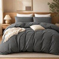Grace Ultra Soft Reversible Duvet Cover Set Hidden Zip Corner Ties Bedding in Charcoal | Size: King