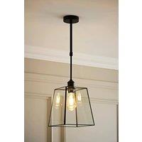ValueLights Susie Glass Lantern Lamp Shade Adjustable Drop Pendant Ceiling Light in Black