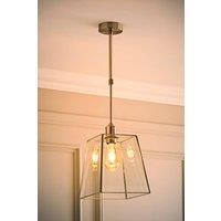 ValueLights Susie Glass Lantern Lamp Shade Adjustable Pendant Ceiling Light & Bulb in Silver
