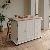 Statement Furniture Shire Breakfast Bar with Extendible Oak Top & Wheels in White