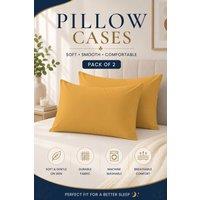 Grace Microfiber Pillow Covers Pack of 2 Soft & Breathable in Gold | Size: Standard Pillow Case