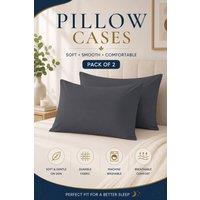 Grace Microfiber Pillow Covers Pack of 2 Soft & Breathable in Charcoal | Size: Standard Pillow Case
