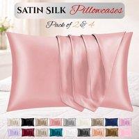 Grace Super Soft Pillow Cases 2 Pack Satin Silk Envelope Closure in Coral | Size: Standard Pillow Case