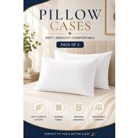 Grace Microfiber Pillow Covers Pack of 2 Soft & Breathable in White | Size: Standard Pillow Case