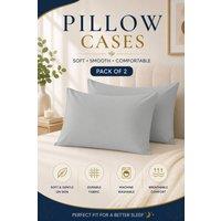 Grace Microfiber Pillow Covers Pack of 2 Soft & Breathable in Light Grey | Size: Standard Pillow Case