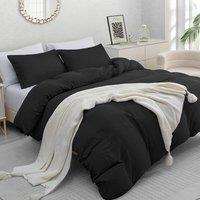 Grace Premium Microfiber Reversible Duvet Cover Set Ultrasoft Bedding in Black | Size: Single