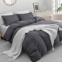 Grace Premium Microfiber Reversible Duvet Cover Set Ultrasoft Bedding in Dark Grey | Size: King