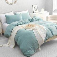 Grace Premium Microfiber Reversible Duvet Cover Set Ultrasoft Bedding in Light Green | Size: Double