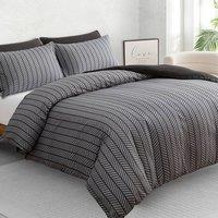 Grace Reversible Brushed Microfiber Duvet Cover Sets Hypoallegenic in Black | Size: Super King