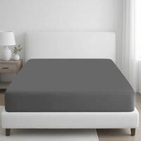 Grace 100% Egyptian Cotton 35cm Extra Deep Pocket Fitted Sheets in Charcoal | Size: Double Fitted