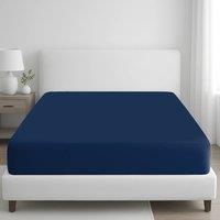 Grace 100% Egyptian Cotton 35cm Extra Deep Pocket Fitted Sheets in Navy | Size: Double Fitted