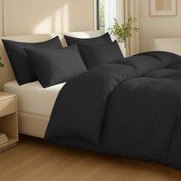 Grace 100% Egptian Cotton Duvet Cover Set with Matching Pillowcases in Black | Size: Double