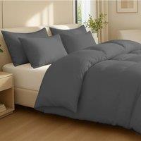 Grace 100% Egptian Cotton Duvet Cover Set with Matching Pillowcases in Dark Grey | Size: Single