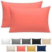 Grace 100% Egyptian Cotton Pack of 2 Pillowcases with Envelope Closure in Coral | Size: Standard Pillow Case