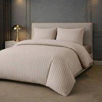 Grace Premium 2 Pack Embossed Stripes Double Duvet Cover Sets in Taupe | Size: King
