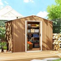 OUTSUNNY 8 x 6ft Garden Storage Shed with Double Door Brown Wood Effect in Dark Brown