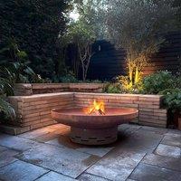 Nicoman Outdoor Pre Rusted Metal Fire Pit in Bronze