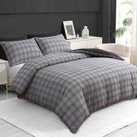 Grace Reversible Brushed Microfiber Duvet Cover Set Hypoallegenic in Grey | Size: Double