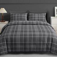 Grace Premium Microfiber Reversible King Size Duvet Cover Sets Ultrasoft in Charcoal | Size: Single